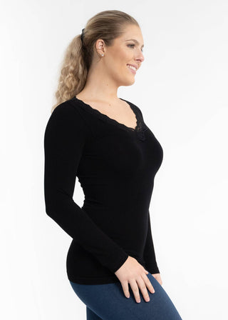 ELIETIAN - Lace Trim Long Sleeve