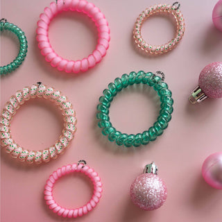 TELETIES - Spiral Hair Coils | Small | Merry Pinkmas Hair Ties