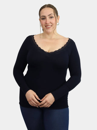 ELIETIAN - Lace Trim Long Sleeve