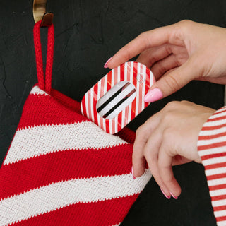 TELETIES - Flat Round Hair Clip | Small | Candy Cane Crush