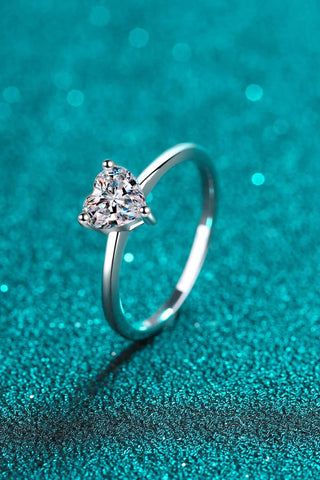 925 Sterling Silver Heart-Shaped Moissanite Solitaire Ring - Just Believe Boutique