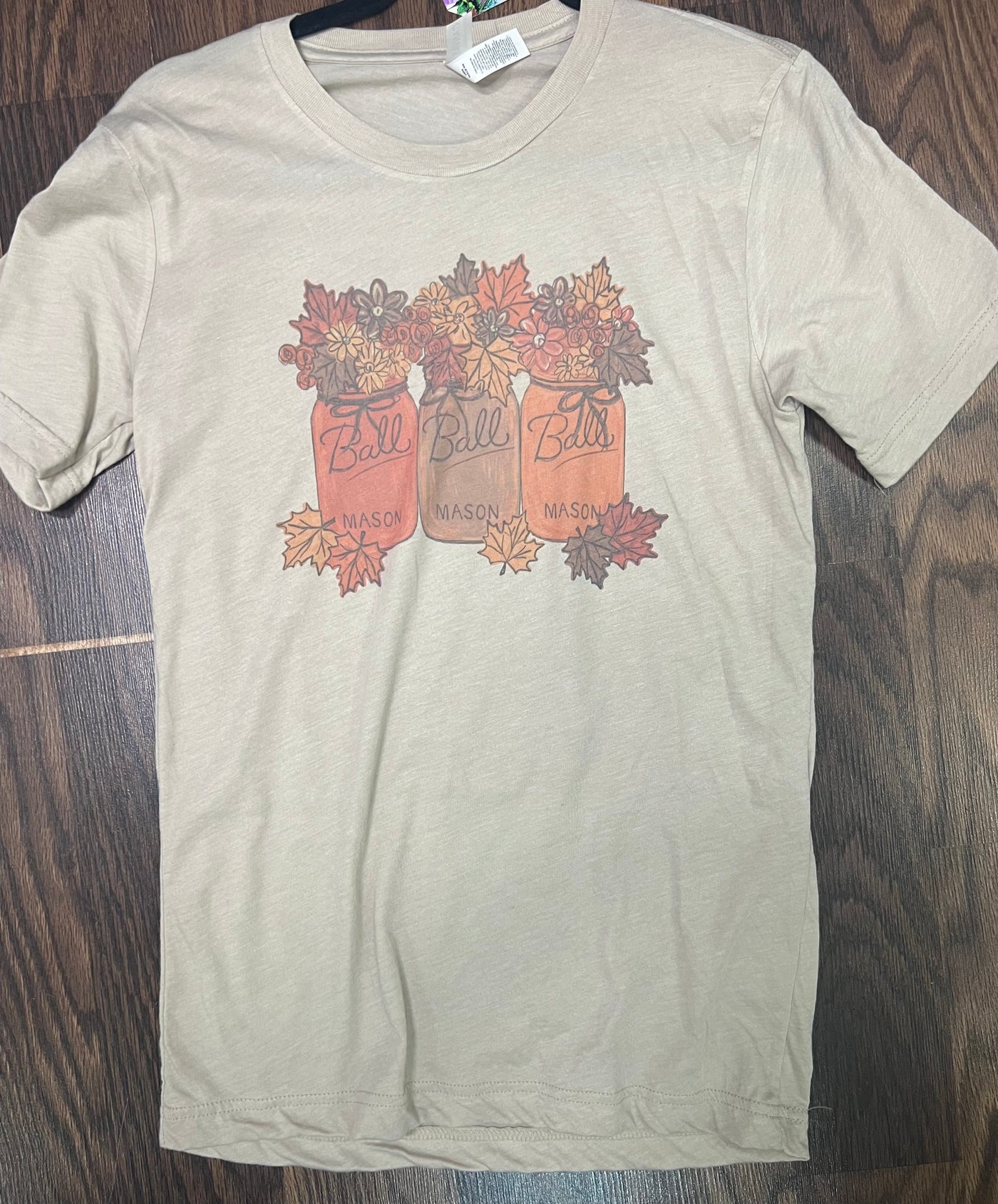 Mason Jar Fall Leaves Graphic T - Shirt