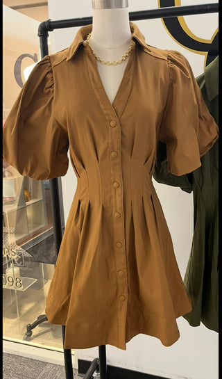 SINCHED PLEATED WAIST DRESS