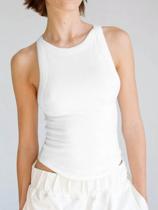 Asymmetrical Back Ribbed Crop Tank Top - Just Believe Boutique