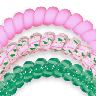 TELETIES - Spiral Hair Coils | Small | Merry Pinkmas Hair Ties