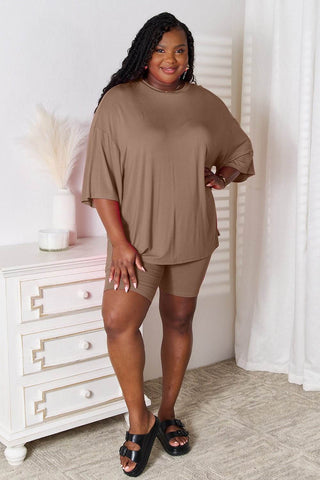 Basic Bae Full Size Soft Rayon Three-Quarter Sleeve Top and Shorts Set - Just Believe Boutique