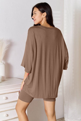 Basic Bae Full Size Soft Rayon Three-Quarter Sleeve Top and Shorts Set - Just Believe Boutique