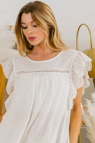 BiBi Ruffled Woven Top - Just Believe Boutique