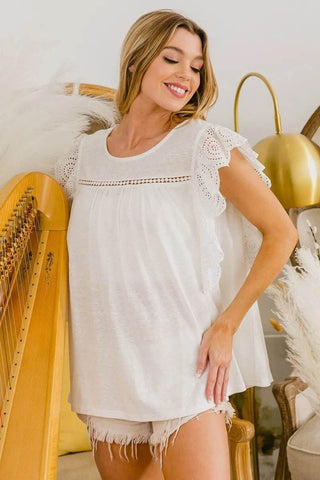 BiBi Ruffled Woven Top - Just Believe Boutique