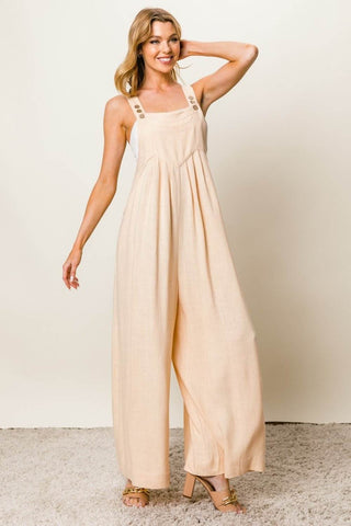 BiBi Texture Sleeveless Wide Leg Jumpsuit - Just Believe Boutique