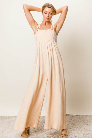 BiBi Texture Sleeveless Wide Leg Jumpsuit - Just Believe Boutique
