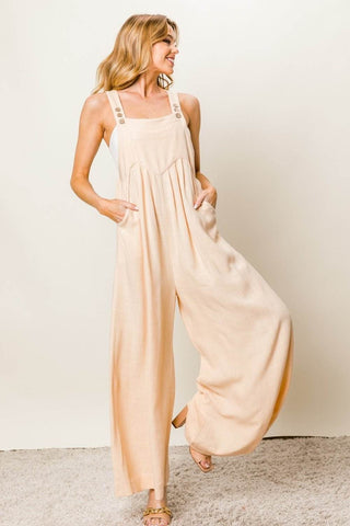BiBi Texture Sleeveless Wide Leg Jumpsuit - Just Believe Boutique