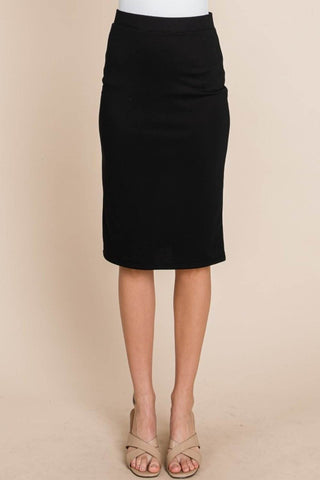 BOMBOM Elastic Waist Pencil Skirt - Just Believe Boutique