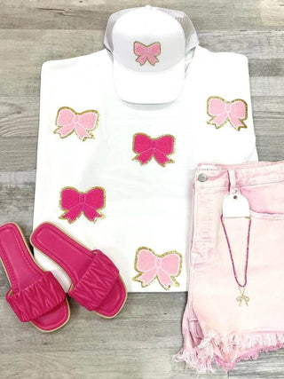 Bow Round Neck Casual T-Shirt - Just Believe Boutique