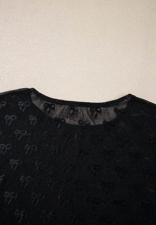 Bow Round Neck Long Sleeve Top - Just Believe Boutique