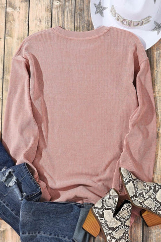 Bow Sequin Round Neck Sweatshirt - Just Believe Boutique