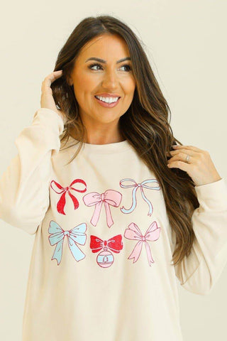 Bows Fleece Sweatshirt - Just Believe Boutique