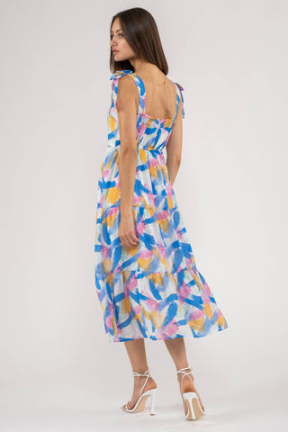 BRUSH STROKE DRESS: BLUE - Just Believe Boutique