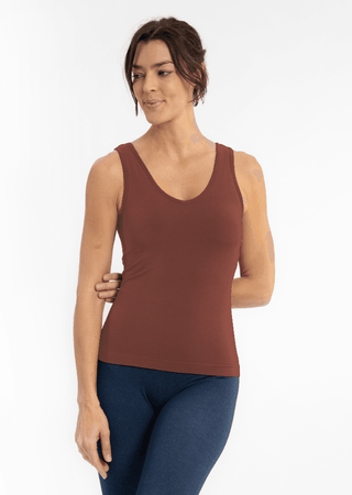 Built-In-Bra Tank: Cherry Cola - Just Believe Boutique