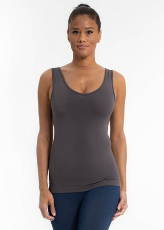 Built-In-Bra Tank: Smoke Green - Just Believe Boutique
