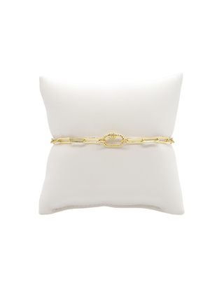 The Charm Bar Company - Gold Ashley Paperclip Chain Charm Bracelet with Micro Bella Carabiner