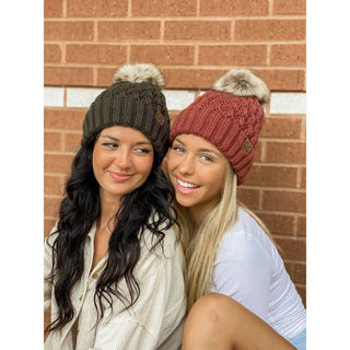 C.C. Beanie -Stitch Fur Pom CC Beanie - Just Believe Boutique