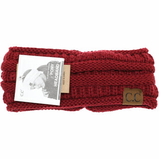 C.C. Ponytail Headband Solid Ribbed beanie - Just Believe Boutique