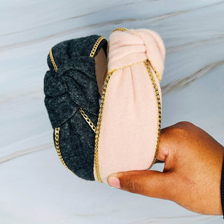 Chained In Line Headband: Black - Just Believe Boutique