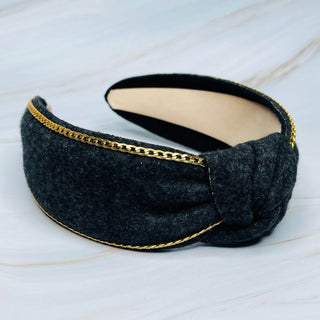 Chained In Line Headband: Black - Just Believe Boutique
