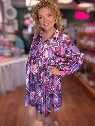 City Print Mini Dress - Just Believe Boutique