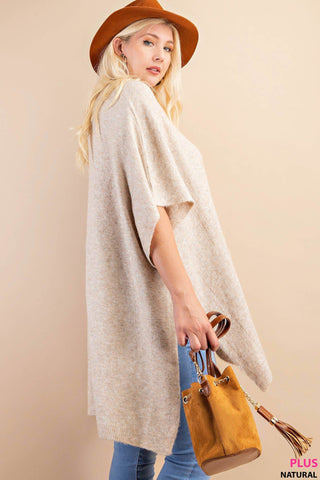 CLASSIC OVERSIZED ROUND NECK PONCHO SWEATER : BLACK / XL/1XL - Just Believe Boutique