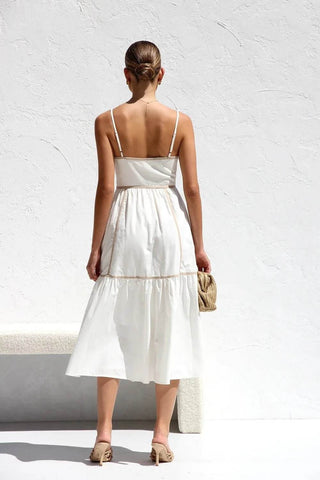 Contrast Trim Square Neck Midi Cami Dress - Just Believe Boutique
