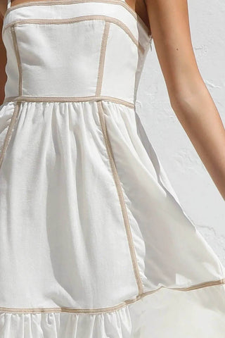 Contrast Trim Square Neck Midi Cami Dress - Just Believe Boutique
