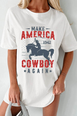 Cowboy Graphic Round Neck Half Sleeve T-Shirt - Just Believe Boutique