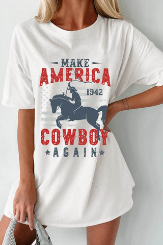 Cowboy Graphic Round Neck Half Sleeve T-Shirt - Just Believe Boutique