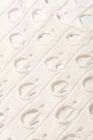 Cutout Round Neck Dropped Shoulder Knit Cover Up - Just Believe Boutique