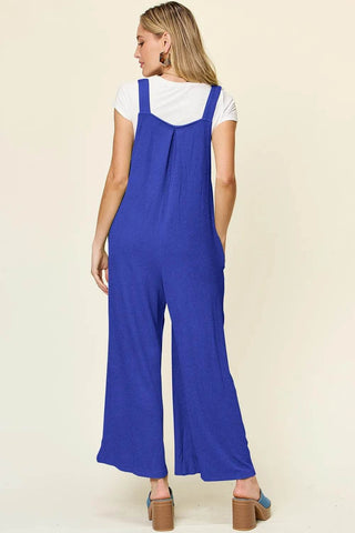 Double Take Full Size Texture Sleeveless Wide Leg Overall - Just Believe Boutique
