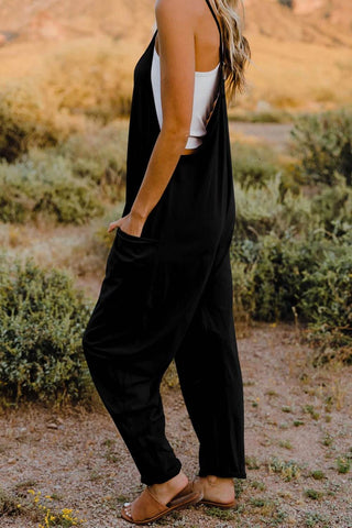 Double Take Full Size V-Neck Sleeveless Jumpsuit with Pockets - Just Believe Boutique