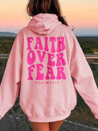 FAITH OVER FEAR Dropped Shoulder Hoodie - Just Believe Boutique