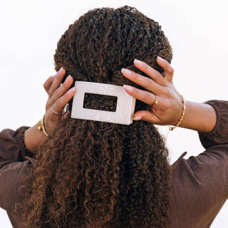 Flat Rectangle Hair Clip | Medium | Almond Beige - Just Believe Boutique