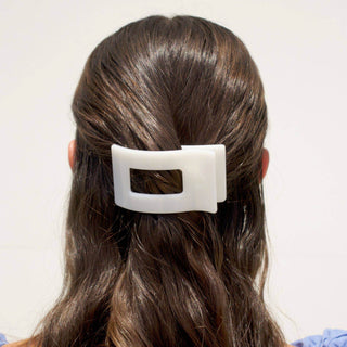 Flat Rectangle Hair Clip | Small | Coconut White - Just Believe Boutique