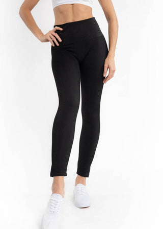 Fleece Lined Crossover Leggings: Black - Just Believe Boutique