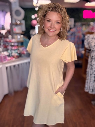 Flutter V-Neck Sleeve Dress - Just Believe Boutique