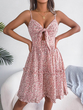 Frill Ditsy Floral Spaghetti Strap Mini Dress - Just Believe Boutique