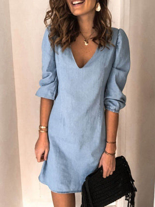 Full Size V-Neck Half Sleeve Dress - Just Believe Boutique