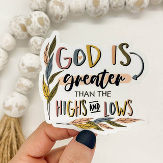 God Is Greater, White Vinyl, Sticker, 3x3 in - Just Believe Boutique