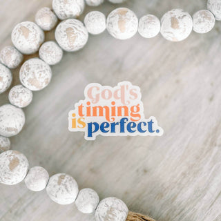 God's Timing Clear Vinyl, Sticker, 3x3 in. - Just Believe Boutique