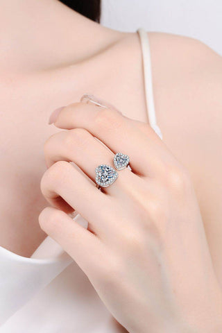 Heart-Shape Moissanite Open Ring - Just Believe Boutique