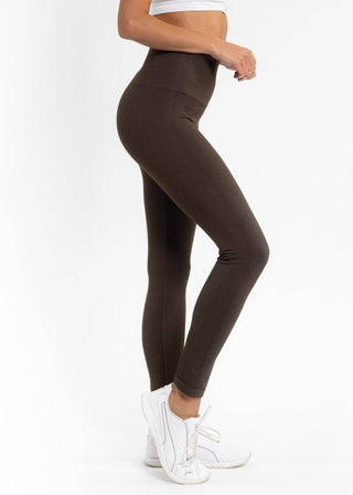 High Waist Crossover Leggings: VINTAGE KHAKI DENIM - Just Believe Boutique
