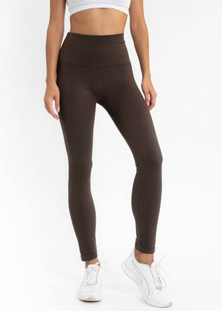 High Waist Crossover Leggings: VINTAGE KHAKI DENIM - Just Believe Boutique